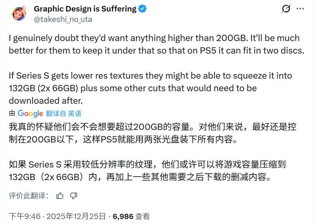 玩家推测《GTA6》超200G XSS可用空间仅364GB