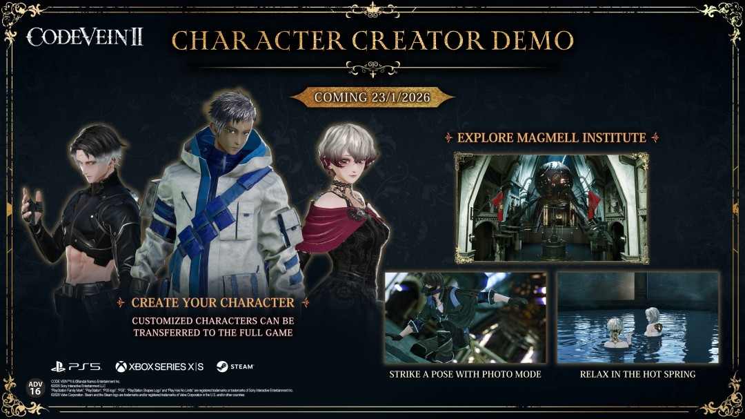 《噬血代码2》免费角色创建体验版1月23日上线