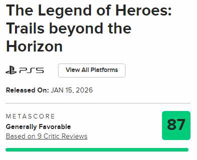 评分解禁!《界之轨迹》M站87分获多家外媒一致好评!(图2) 游侠网2