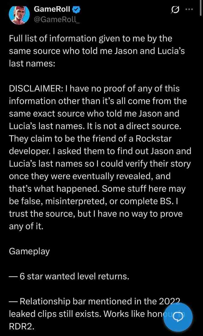 《GTA6》泄露内容被证实 R星开除泄密员工