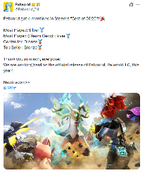 《幻兽帕鲁》回应批评:游戏凉了？Steam榜单不答应！