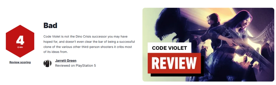 PS5独占恐游《Code&nbsp;Violet》IGN4分：整体表现令人失望！