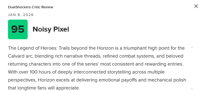 《英雄传说：界之轨迹》M站86分：战斗系统出色 故事无可挑剔