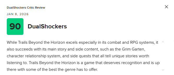 《英雄传说：界之轨迹》M站86分：战斗系统出色 故事无可挑剔