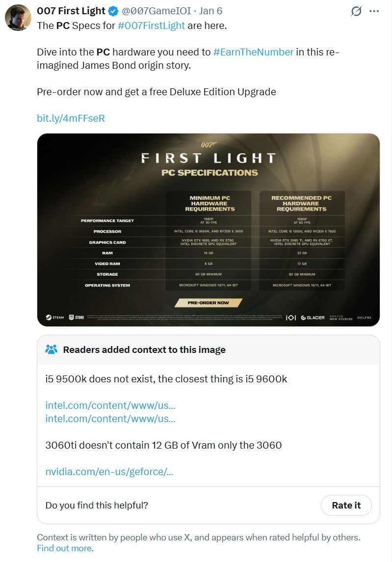 《007:初露锋芒》PC配置离大谱 CPU根本不存在(图2) 《007:初露锋芒》PC配置离大谱 CPU根本不存在
