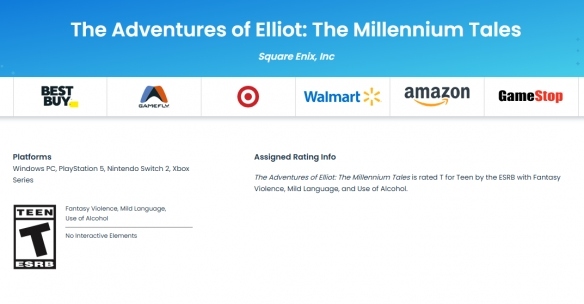 SE新作要来了!《艾略特的千年物语》获得ESRB评级(图1) 游侠网1