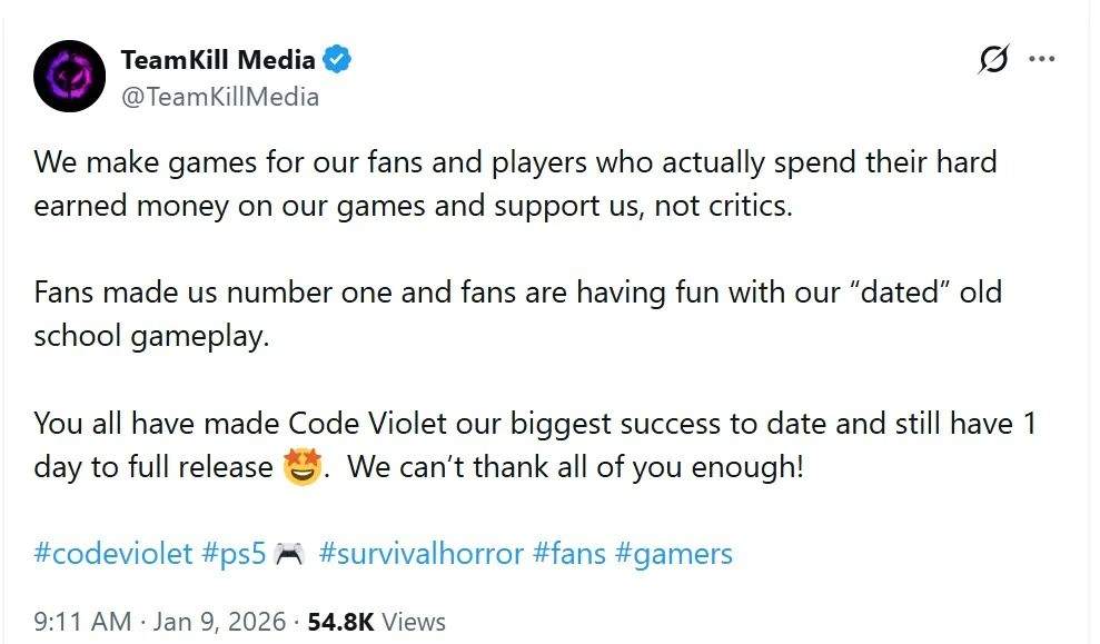 《Code Violet》开发商回应差评:这是为粉丝制作的游戏(图2) 《Code Violet》开发商回应差评:这是为粉丝制作的游戏