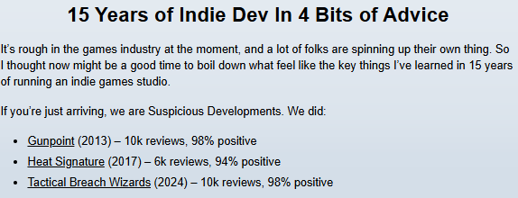 15年经验独游开发者：给游戏新开发者们的4个建议