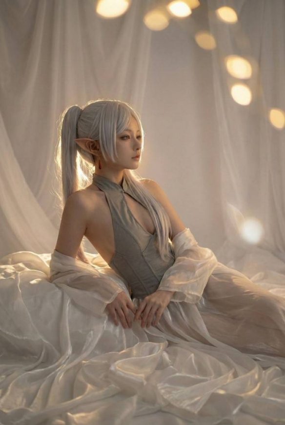 AI大神自制“芙莉莲”COS美图:黑丝美腿太涩了!(图4) 游侠网4