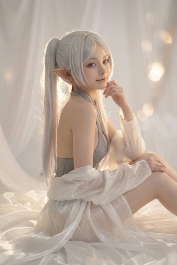 AI大神自制“芙莉莲”COS美图:黑丝美腿太涩了!(图5) 游侠网5