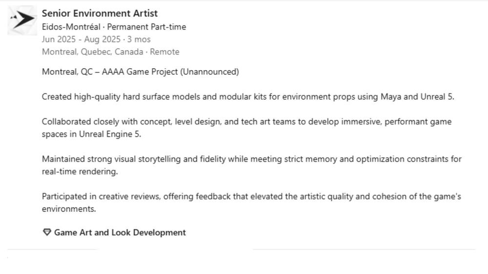 曝Eidos 蒙特利尔疑似秘密开发“4A”级游戏项目!(图1) 曝Eidos 蒙特利尔疑似秘密开发“4A”级游戏项目!