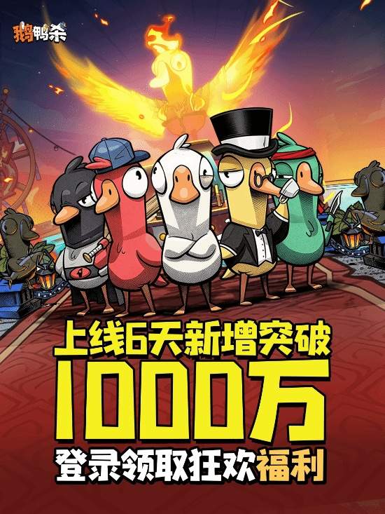 上线六日 《鹅鸭杀》手游新增用户破千万 福利大放送(图2) 游侠网2