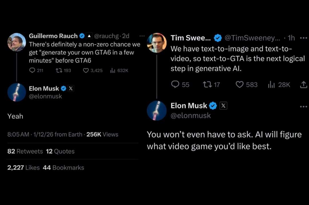 马斯克：AI或将让任何人在几分钟内生成《GTA6》