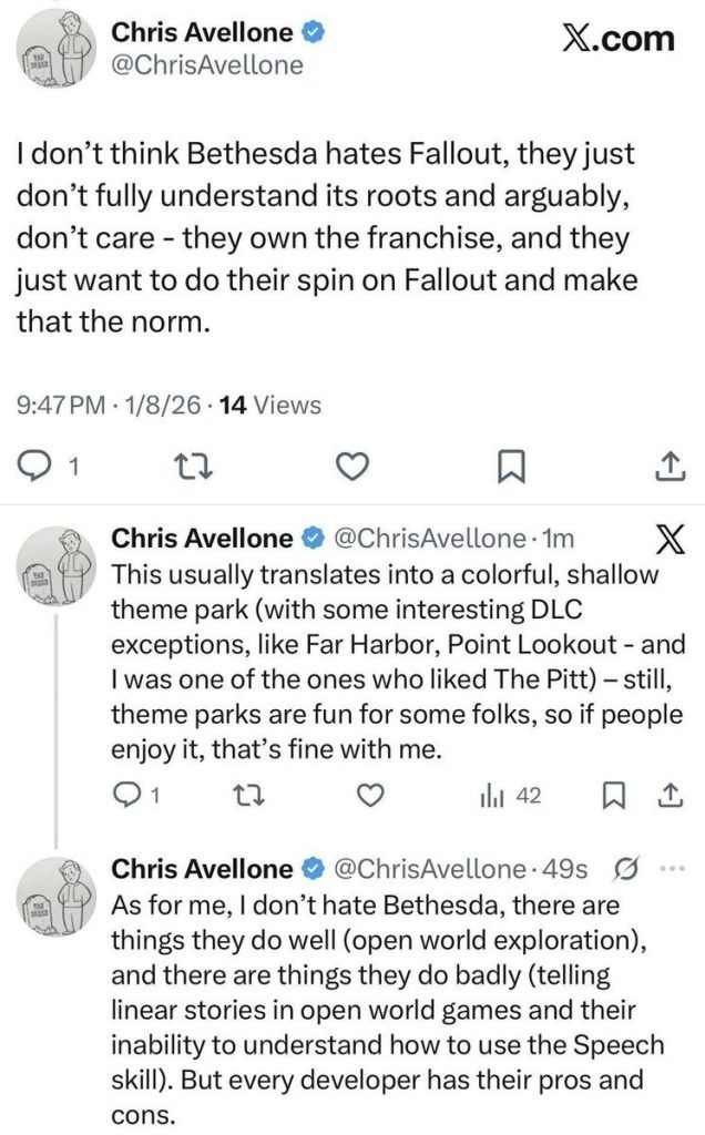 前《新维加斯》开发者：B社并不在乎《辐射》系列